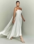 Vestido midi off white com capa, estilo tomara que caia, ideal para pré weeding, casamento civil