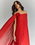 Vestido de Festa Longo Plissado Vermelho Iowa ideal para gestante, madrinha de casamento, mãe de noivo, convidada de formatura