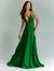 Vestido de festa longo verde floresta com alças finas e detalhes bordados ideal para madrinhas, convidada de casamento, convidada de formatura, ocasiões especiais