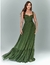 Vestido de festa longo de tule de poá verde militar, estilo elegante ideal para madrinhas de casamento, convidada, formandas