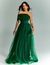 Vestido de festa longo verde musgo com alça flexível estilo princesa ideal para convidada de casamento, para madrinhas de casamento e formandas