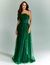 Vestido de festa longo verde musgo com alça flexível, estilo elegante e tecido tule ideal para convidada de casamento, para madrinhas de casamento e formandas