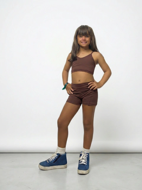 Conjunto feminino infantil Short com Bolso + Top