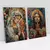 Quadro Decorativo Jesus e Maria Orando Efeito 3D de Mosaico de Ladrilhos Kit com 2 Quadros - NG Arts
