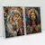 Quadro Decorativo Jesus e Maria Orando Efeito 3D de Mosaico de Ladrilhos Kit com 2 Quadros - loja online