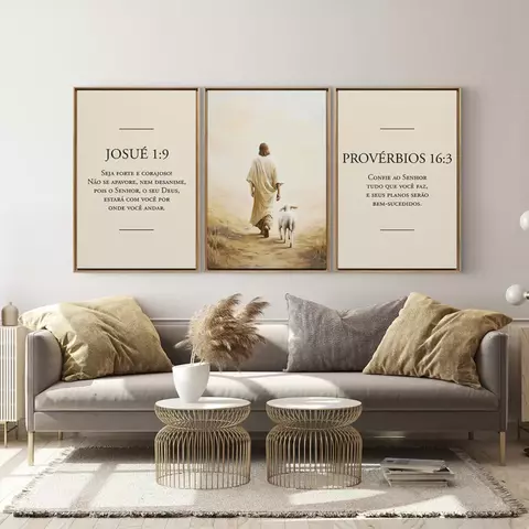 Quadro Decorativo Jesus e Versículos Kit com 3 Quadros - comprar online