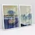 Quadro Decorativo Natureza Azul e Amarela Com Textura de Papel Envelhecido - Kit com 2 Quadros - comprar online