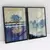 Quadro Decorativo Natureza Azul e Amarela Com Textura de Papel Envelhecido - Kit com 2 Quadros - NG Arts