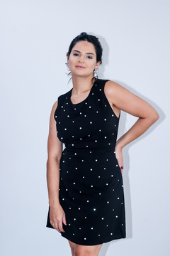 Vestido Bordado Brilhos Preto - loja online