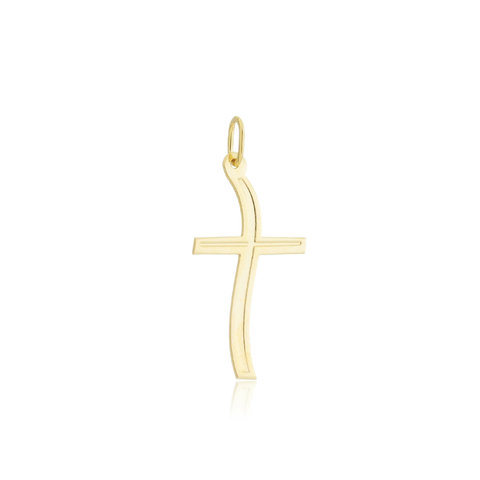 Pingente Cruz Torta Banhado a Ouro 18k