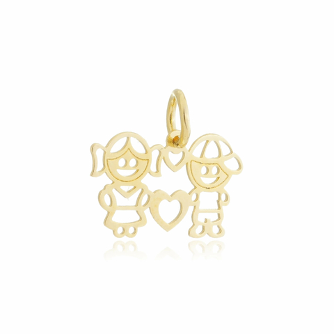 Pingente Casal Vasado Banhado a Ouro 18k