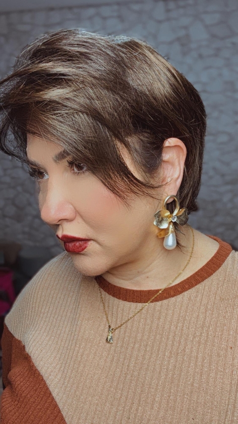 Wig Fibra Premium Corte Pixie Com Franja