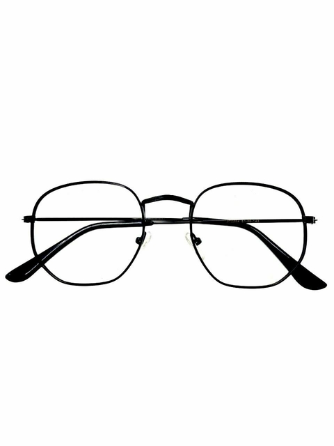 Armação Feminina Óculos Metal Hexagonal Preto - comprar online