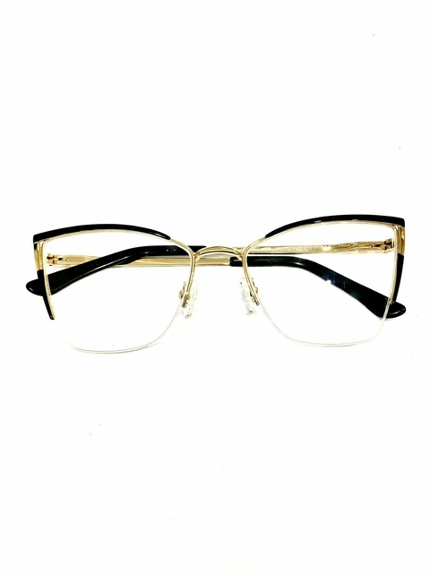 Armação Feminina Óculos Metal Dourado Gatinho