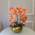 Arranjo de Orquídea Ocre Outono Com Vaso de Vidro Dourado Equibana