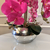 Arranjo de Orquídea Fucsia Com Vaso de Vidro Prata Equibana na internet