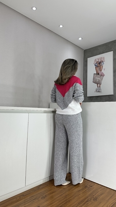 Conjunto tricô cinza com pink. - comprar online