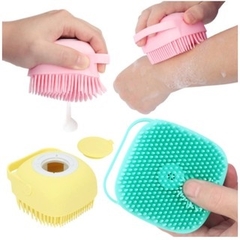 Esponja De Silicone Para Banho Com Dispenser Shampoo / Sabonete Escova Crianças - loja online