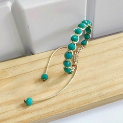 Pulseira Macramê com Cristais Turquesa Forte 