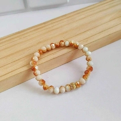 Pulseira com Cristal Degradê e Dourado – Fio de Silicone Elástico 
