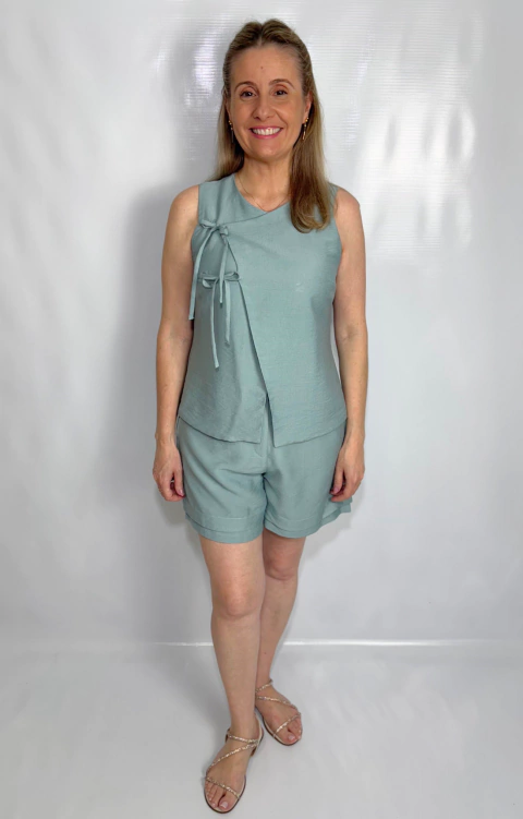 Molde Blusa transpassada com amarração de laços