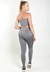 Calça Legging com Tela DryFit e Cropped Tomara que Caia Cinza Conjunto Fitness - comprar online