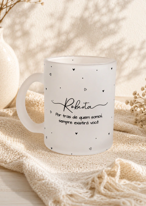 Caneca de Vidro Jateado Personalizada