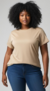 TSHIRT LISA MANGA CURTA EM MALHA ALGODÃO BEGE - Espaço Plus