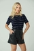 T-shirt Listrada - Risca de Giz Preto com Off - NADALA