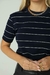 T-shirt Listrada - Risca de Giz Preto com Off - comprar online