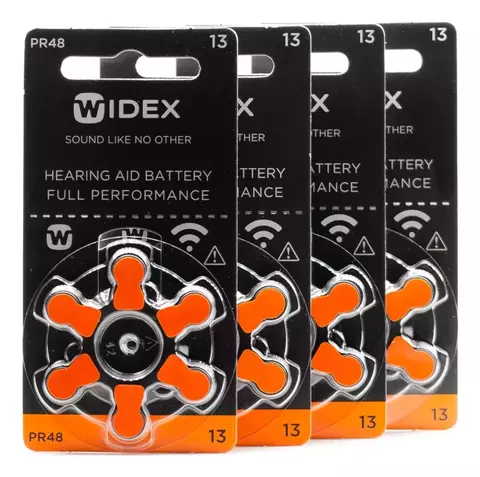 Paquete de Pilas Auditivas Widex, modelo 13, con 24 piezas en total, ideal para audífonos. Comunik Salud Natural