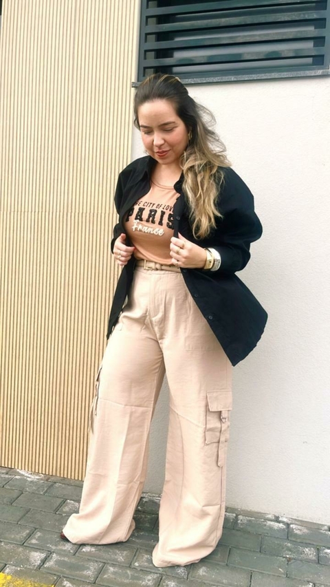 Calça Cargo de Alfaiataria - Bege