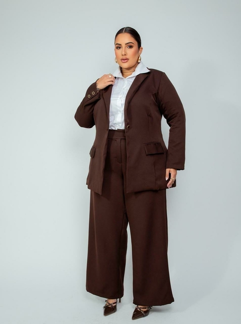 Calça de Alfaiataria Feminina- Marrom