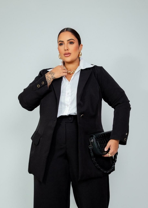 Blazer em Alfaiataria com Botões - Preto - comprar online