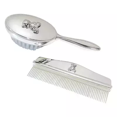 PENTE E ESCOVA PRATA TEDDY BEAR - MODALI BABY - comprar online