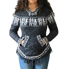 SHAKIRA SWEATER PULLOVER CON CAPUCHA DE LANA DE ALPACA - tienda online