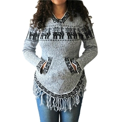 SHAKIRA SWEATER PULLOVER CON CAPUCHA DE LANA DE ALPACA