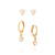 Kit brinco banhado a ouro 18k com zircônias (52728406)