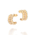Brinco meia argola banhado a ouro 18k com esferas e zircônias (52742506)