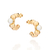 Brinco meia argola banhado a ouro 18k com pérolas sintéticas (52736526)