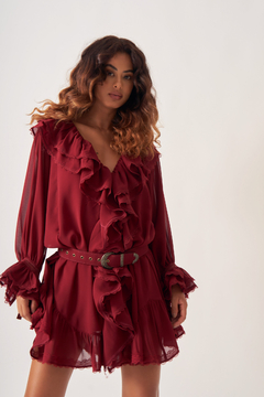 Vestido Curto Rayah Bordô - comprar online