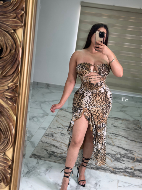 Vestido strapless leopardo