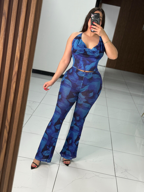 Blue mesh pants set