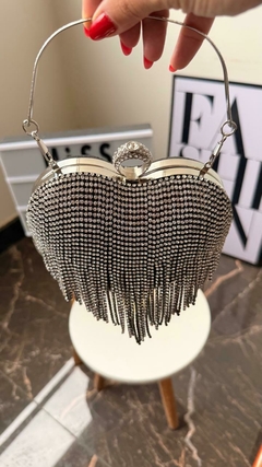 Bolsa Preta Coração com Pedrarias e Alça