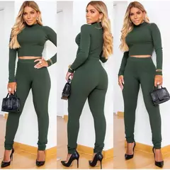 Conjunto cropped e calça canelado Premium - loja online