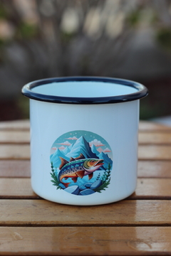 Mate enlozado diseño pesca azul