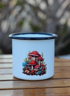 Taza enlozada diseño Honguitos