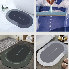 Alfombra Absorbente Antideslizante Baño Suave Ducha Moderna Colores - tienda online