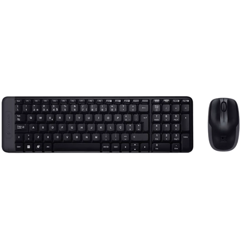Combo inalámbrico Logitech MK220 con teclado compacto en español latinoamericano y mouse negro ambidiestro