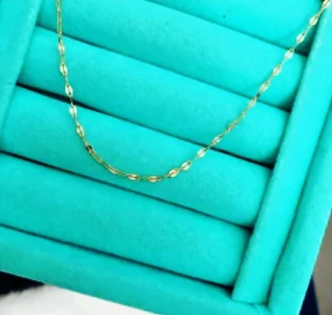 Colar em aço inox dourado elos achatados 1,5mm - 40+5cm